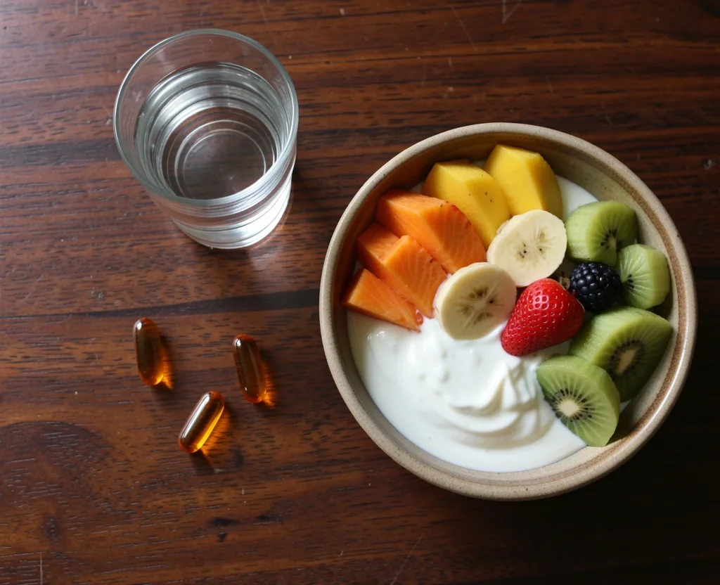 Morning breakfast with supplements