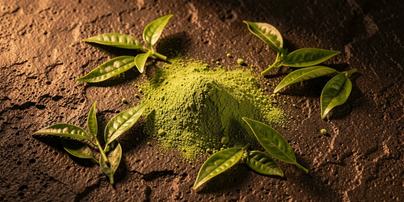 Green tea leaves